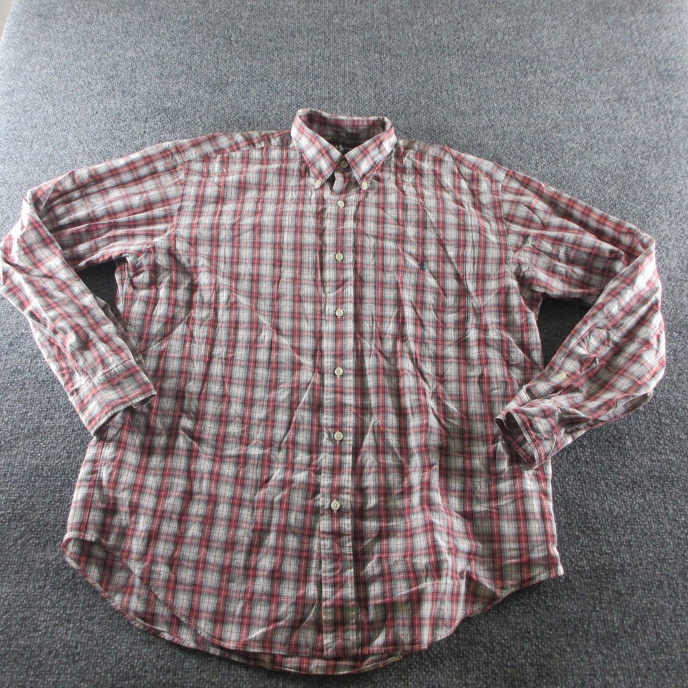 Ralph Lauren Shirt Mens L Red Plaid Bartlett Long Sleeve Button Up Casual
